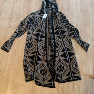 Long tan and black sweater